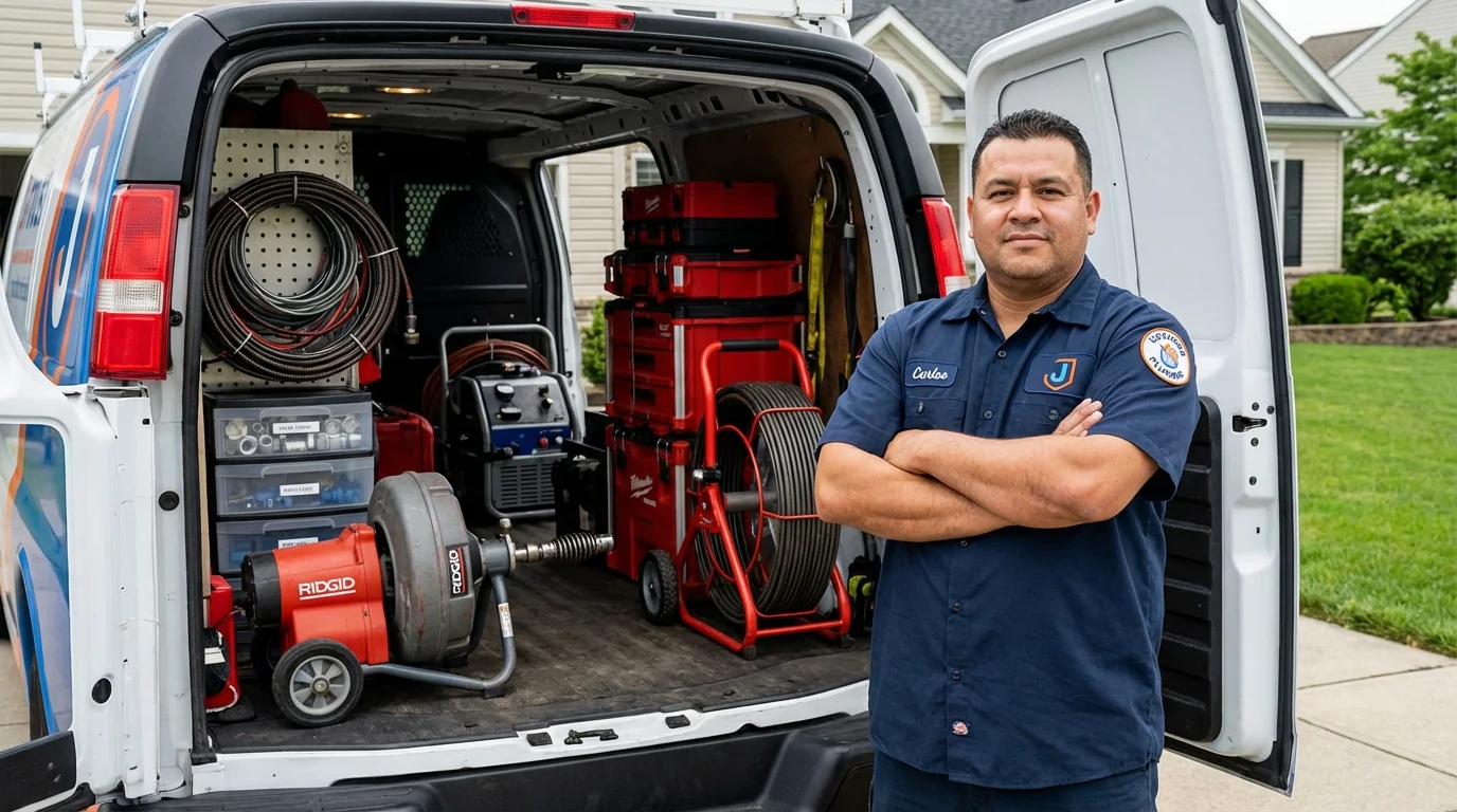 Professional drain cleaning equipment and Johns Plumbing LLC plumber in Pahokee