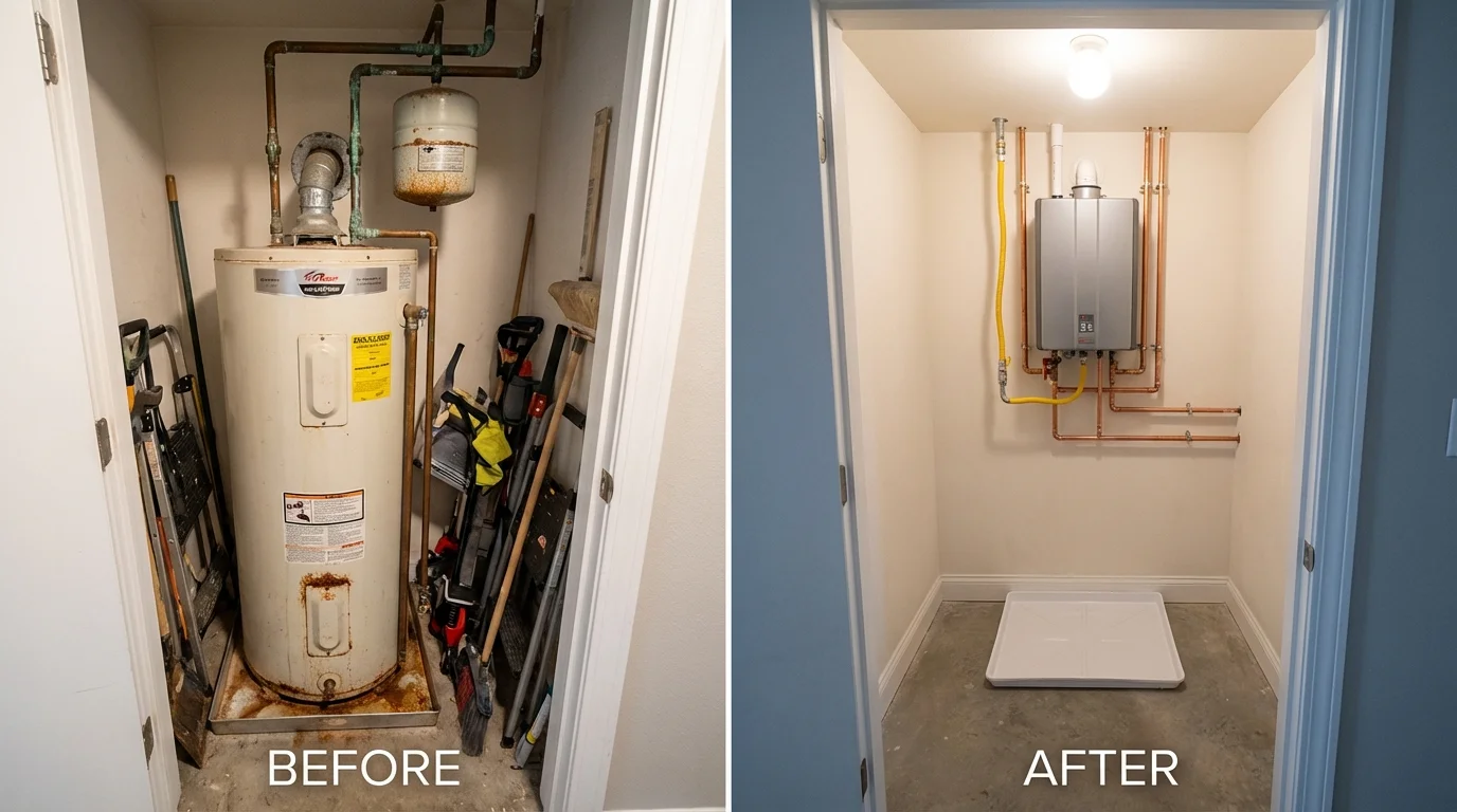 Tank water heater versus wall-mounted tankless unit comparison for Pahokee, FL homeowners